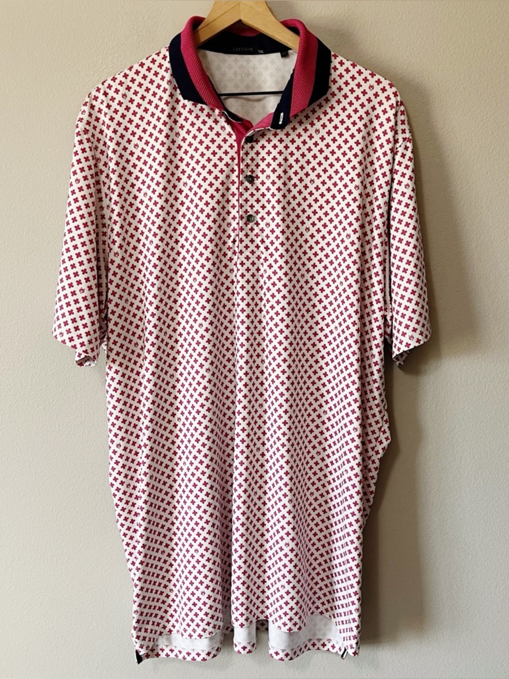 Greyson Men's Love + Loyalty Short Sleeve Polo Shirt Pink Size XXL Golf Preppy - Picture 5 of 13